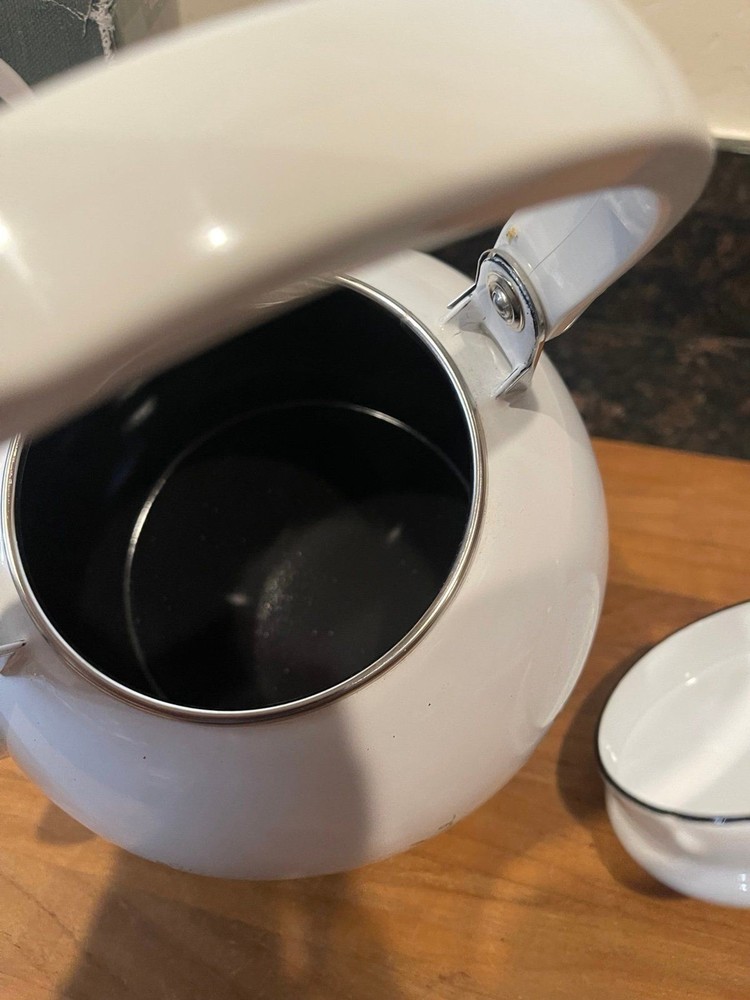 Pfaltzgraff Winterberry White 3-Quart Enamel Tea Kettle