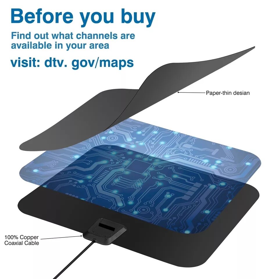 8000 Miles Digital TV Antenna Indoor HDTV Amplified Signal Booster 4K HD 1080P