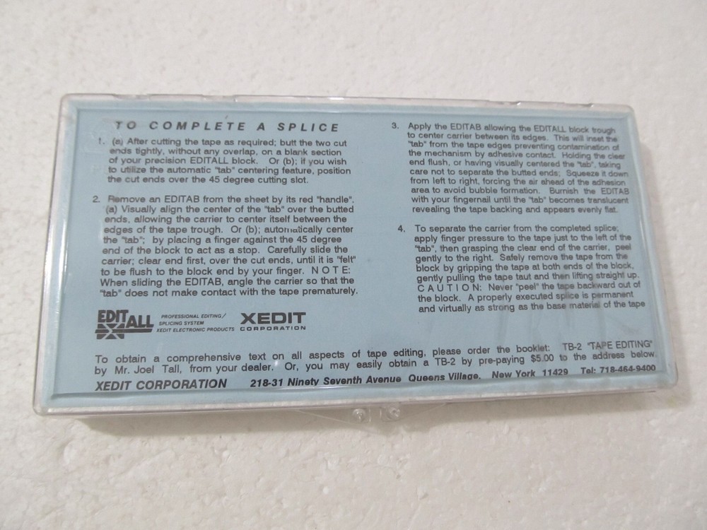 XEDIT Editall P-2 Block Professional Editing Splicing Part Vintage