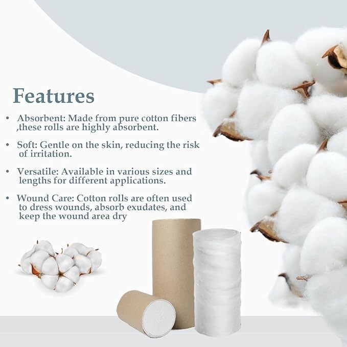 Cotton Roll- Multipurpose Absorbent Surgical Sterilized Bacteria