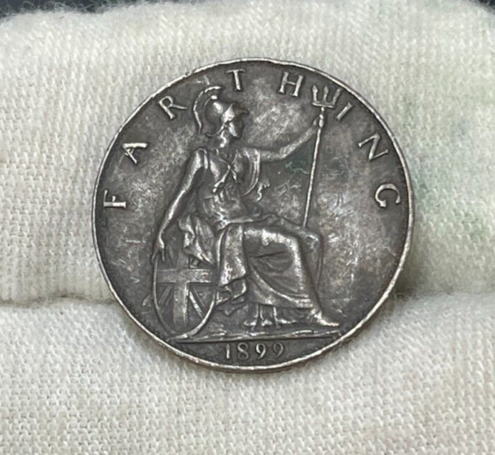 1899 Great Britain Farthing Coin Great Condition