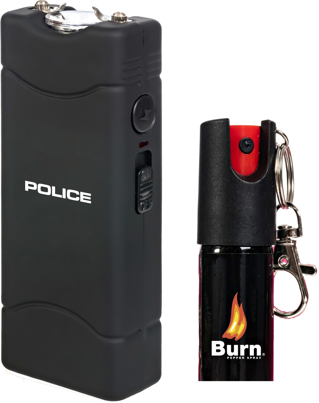 POLICE Stun Gun Flashlight Burn Pepper Spray Combo Women Self Defense 801 Black