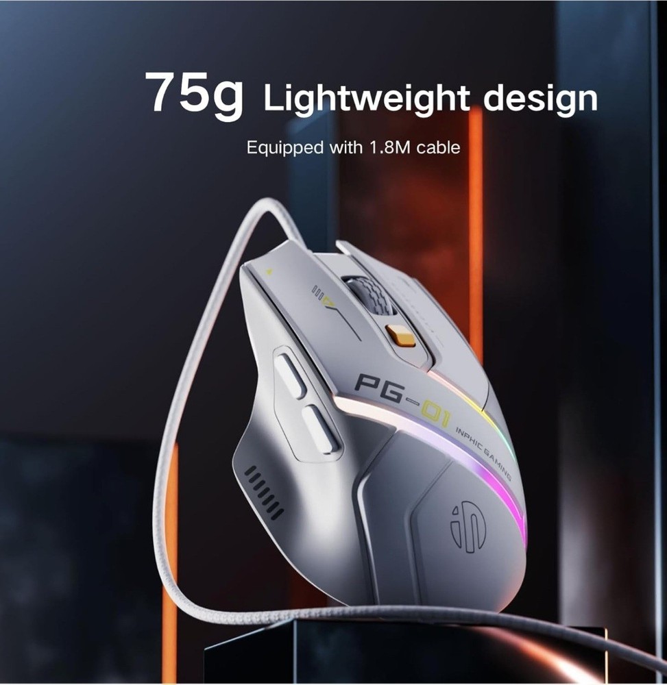 1 Pack Lightweight Gaming Wired Mouse White