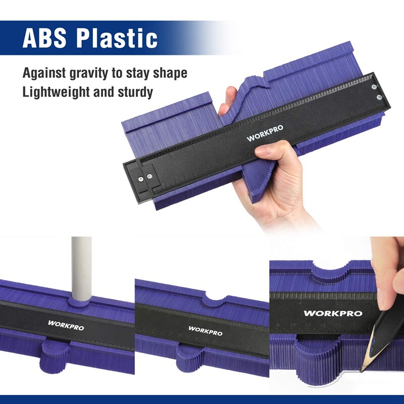 WORKPRO 10" Contour Gauge and 6-Sided Angle Measuring Tool Combo Kit Plastic NEW