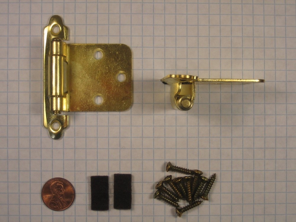 HARRIS #IP35-PB SURFACE-MOUNT CABINET HINGES ,BRIGHT BRASS-PLATED, SELF-CLOSING