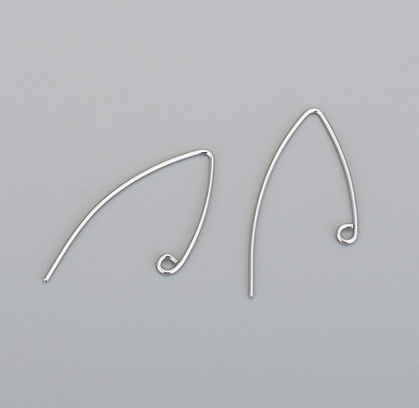 925 Solid Sterling Silver V Shape Earwire Earring Hook Findings 10pcs/5 Pairs