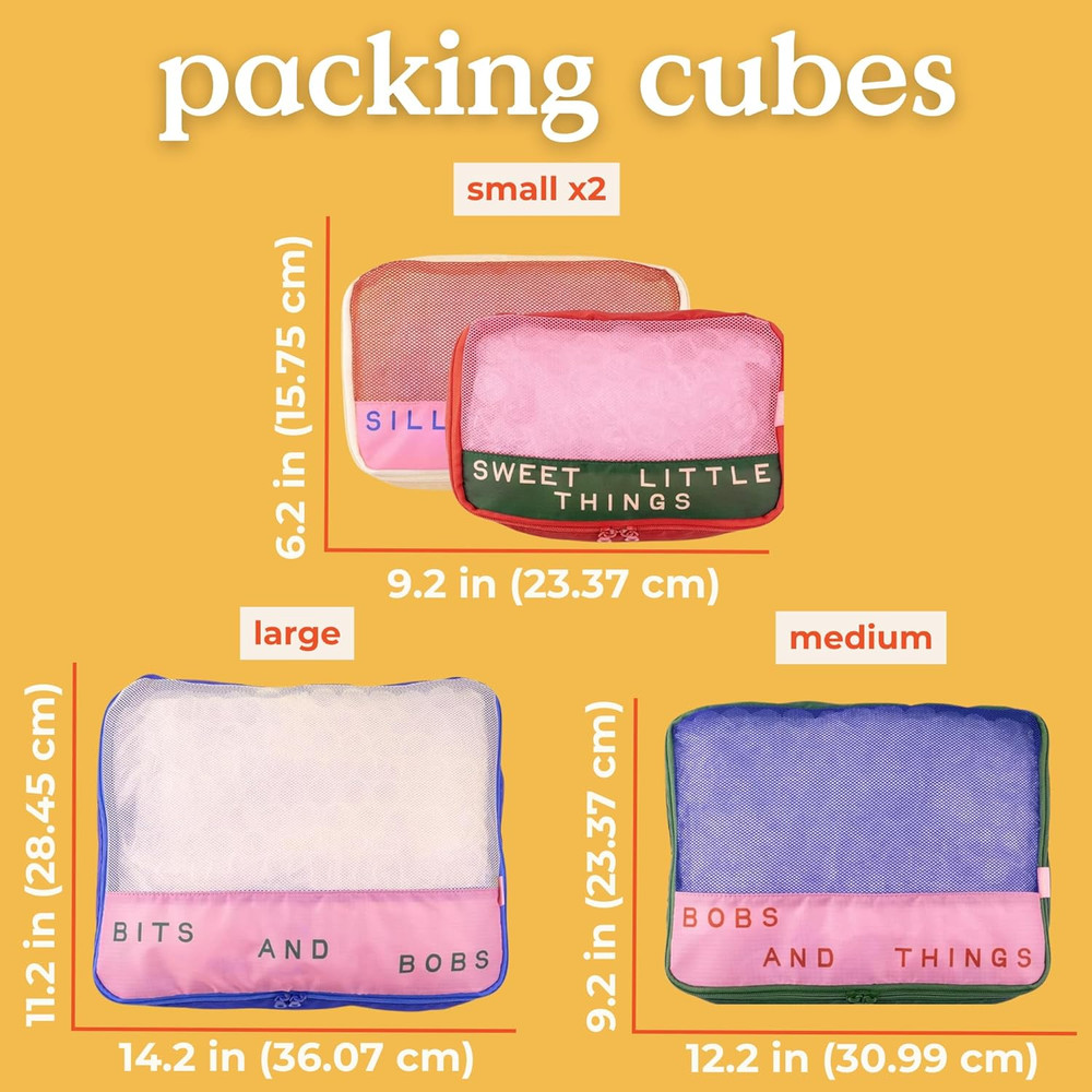 Getaway Polyester and Mesh Packing Cube Set, Includes 4 Foldable Luggage Organiz