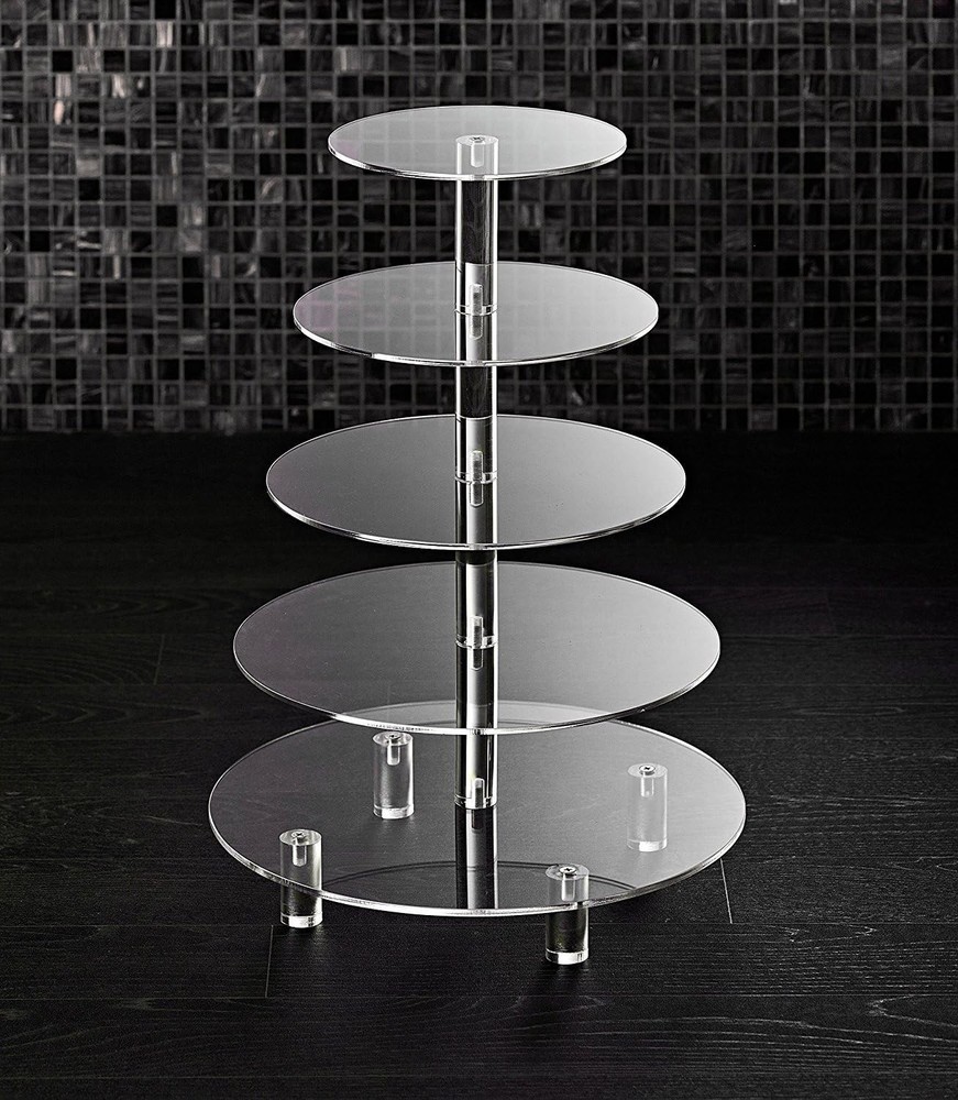 5 Tier Acrylic Cupcake Stand Extra Thick 5mm Base Large Cupcake Tower Holder
