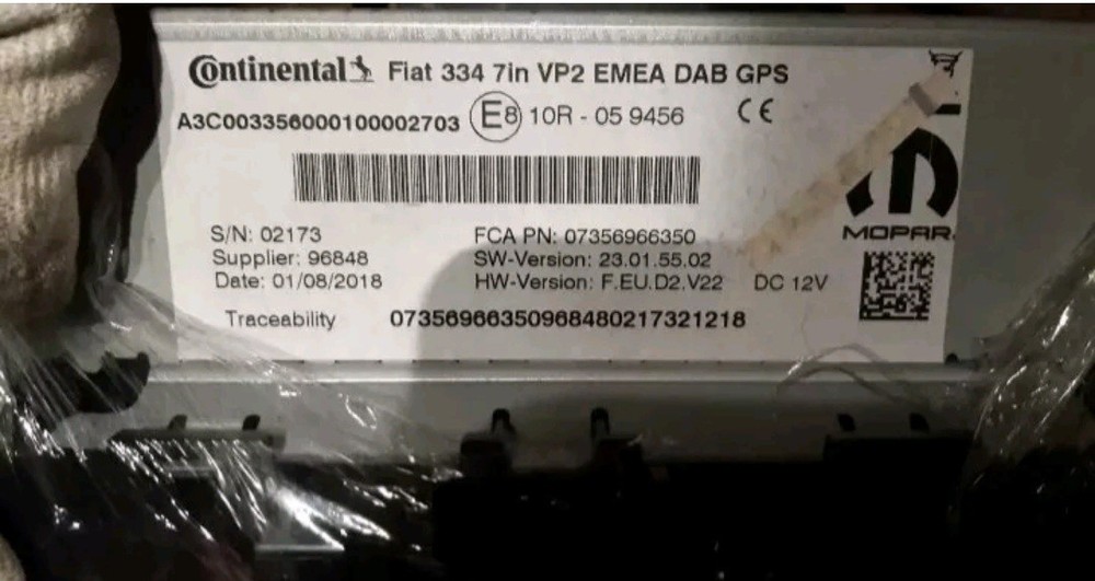 ✅ FIAT Continental VP2 Radio Code Unlock EMEA 5" 7" Navigation 2015-2020