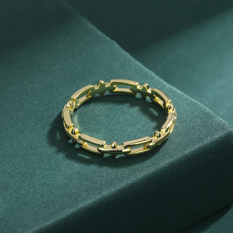 925 Sterling Silver Elegant Geometric 18k Gold Plated Ring
