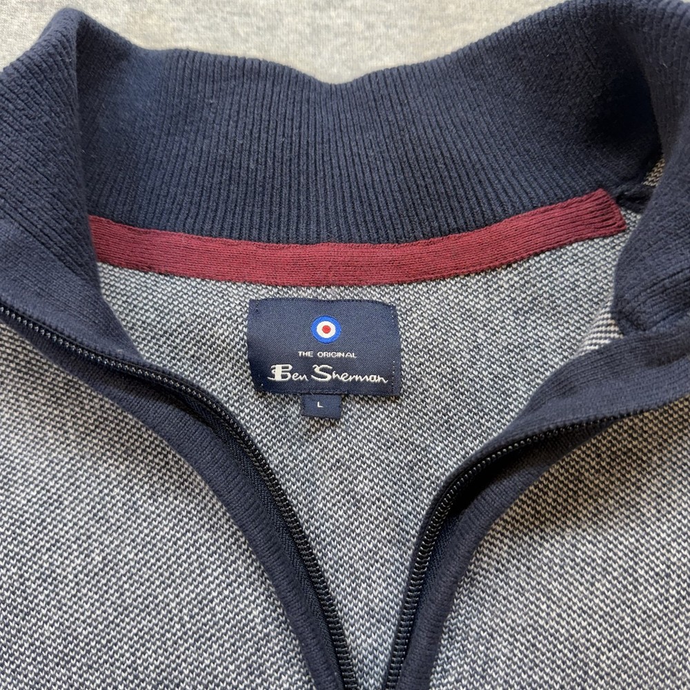 Ben Sherman Men's Grey Quarter Zip Pullover Knit Large