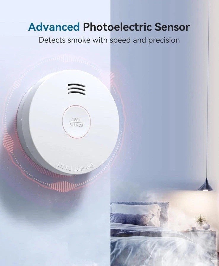 Smoke Detector 10 Year Battery Powered 4 Pack SITERWELL Compact