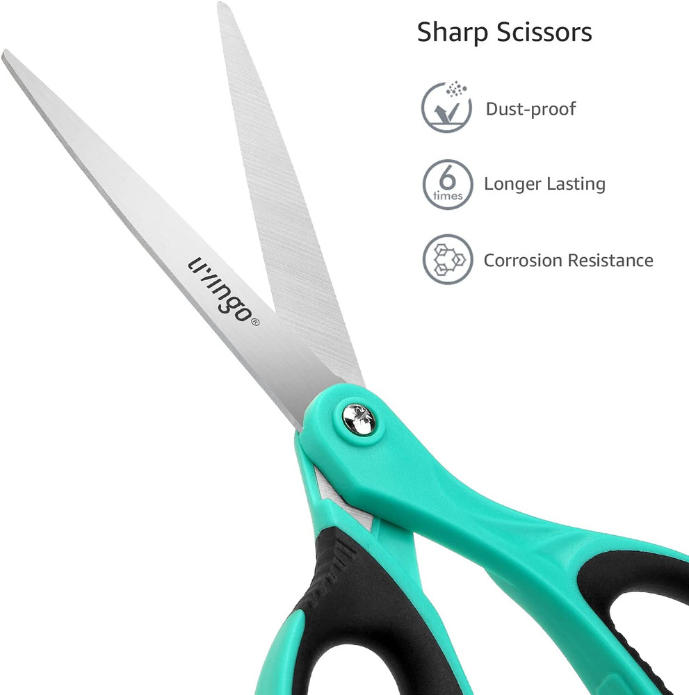 8.5" Scissors All Purpose, 3 Pack Ultra Sharp Blade Shears, Professional Ergonom