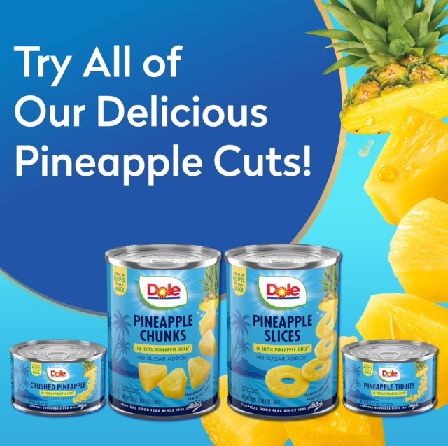 Dole Pineapple Chunks 6 Can Pack no sugar added