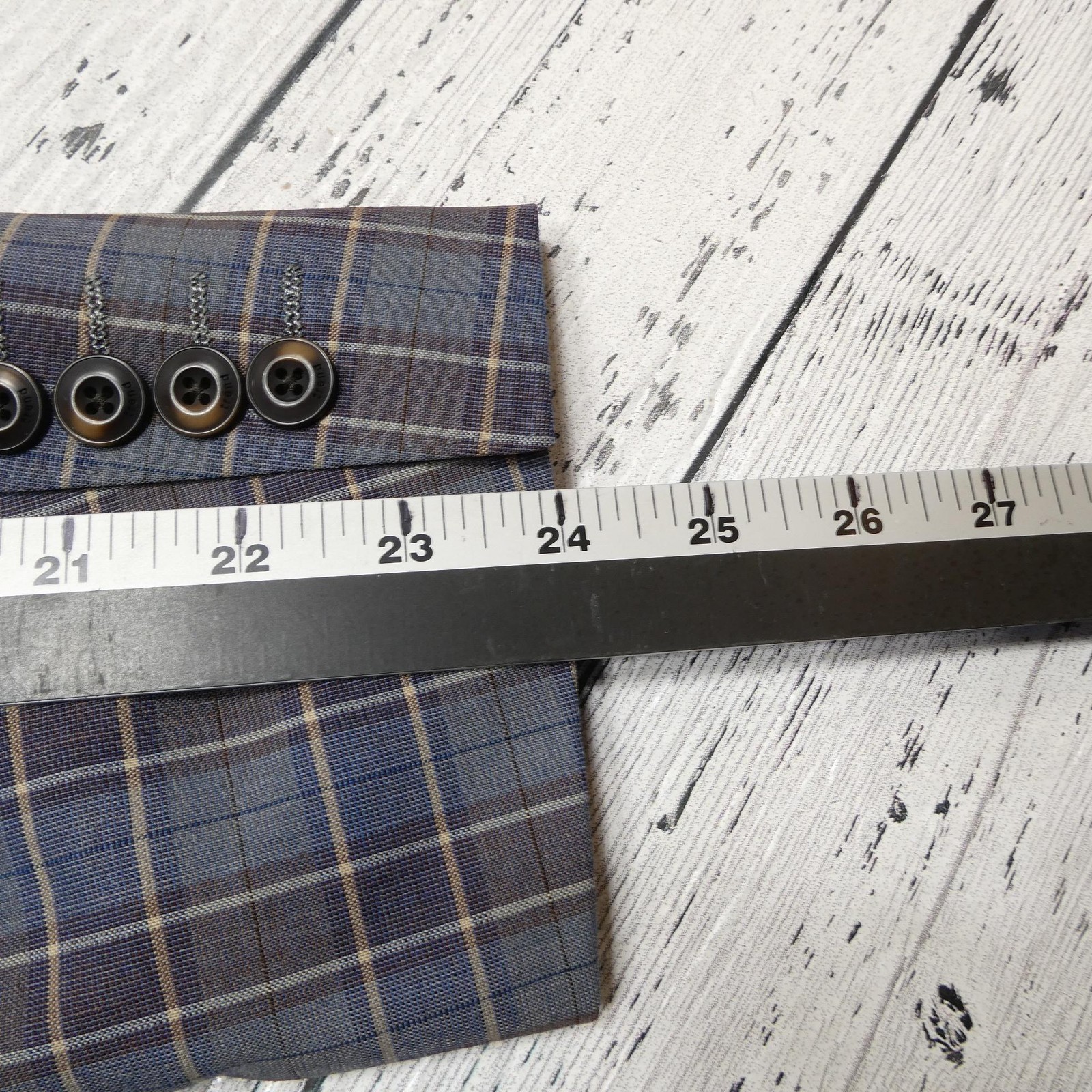 Trend Maxman Blazer Mens 42S Blue Rust Plaid Super 140s Wool Sport Coat Jacket