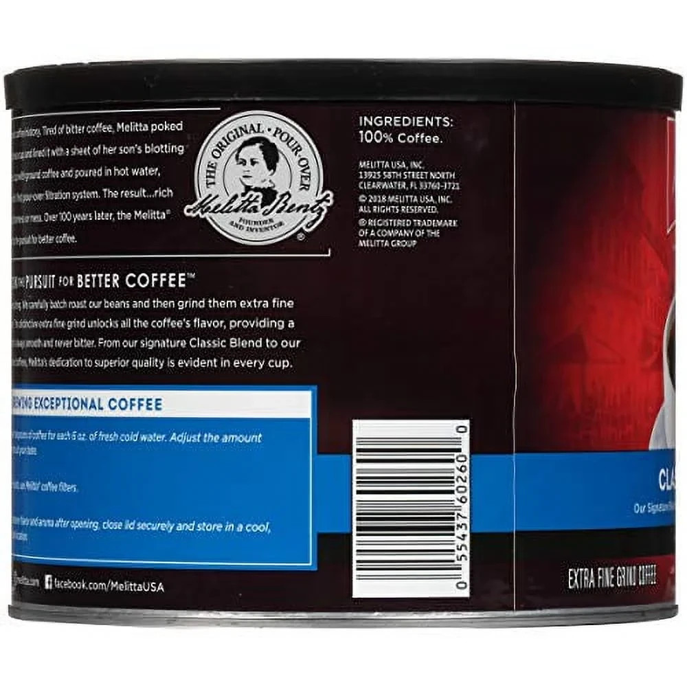 Melitta Classic Roast Caffeinated Canned Coffee, 22oz Can