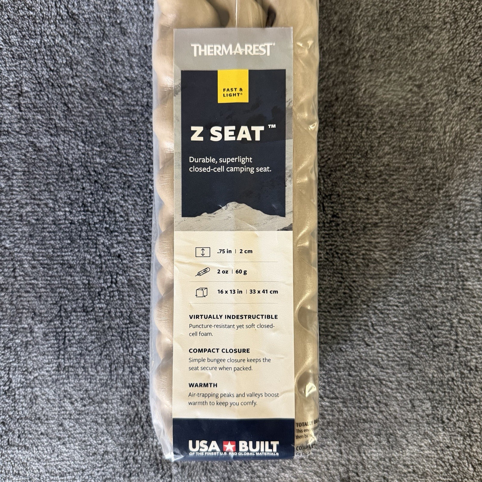 Thermarest Z-Seat Closed-Cell Camping Seat, 13"x16" (Therma-Rest) Coyote, Grey