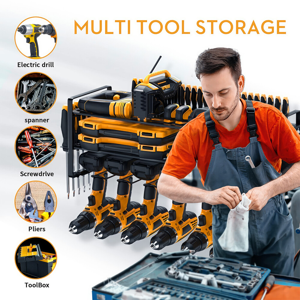 Power Tool Organizer 3 Layer Drill Holder Power Tool Storage Rack Battery Holder