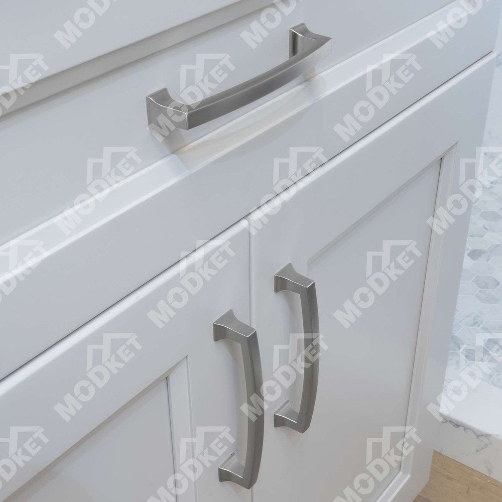 Solid Brushed Nickel Square Cabinet Pulls Handles Kitchen Bathroom Drawers