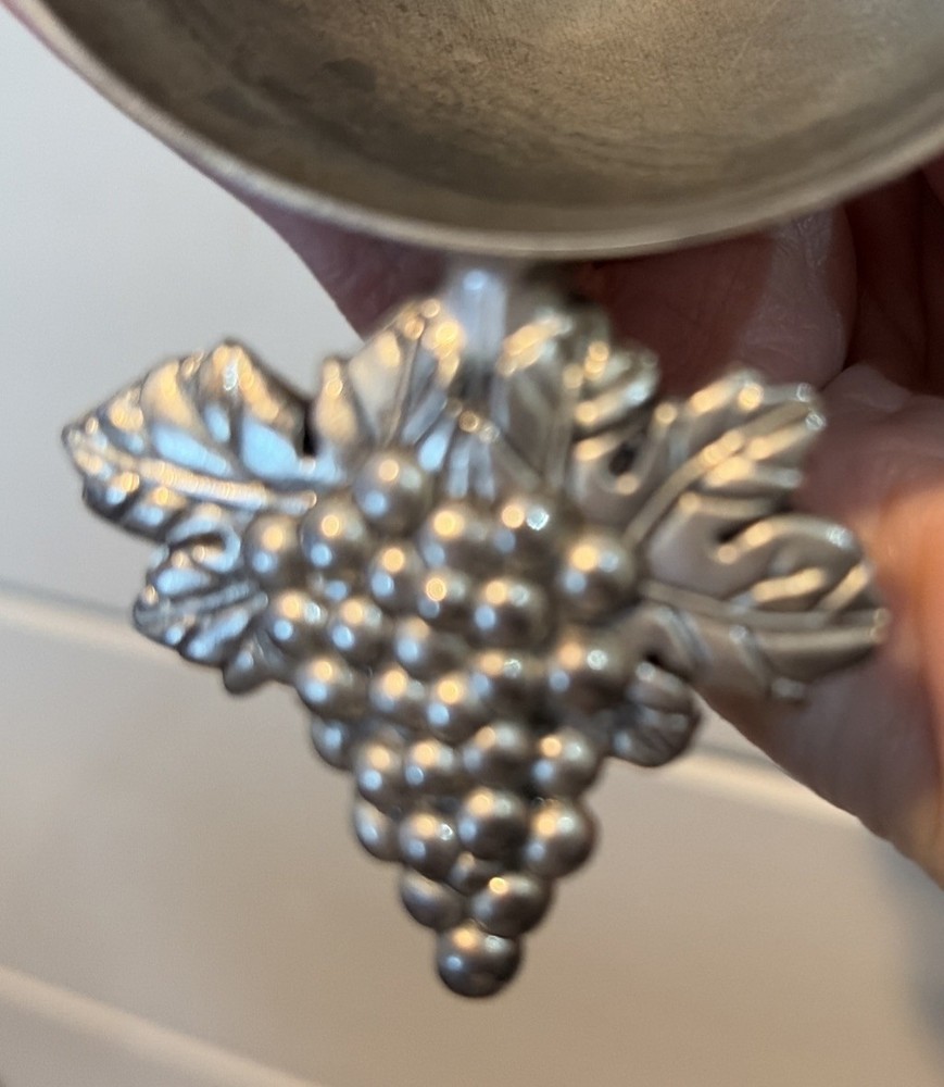 Silver Plated Wine Funnel W/Grape Handle Vintage 5.5”