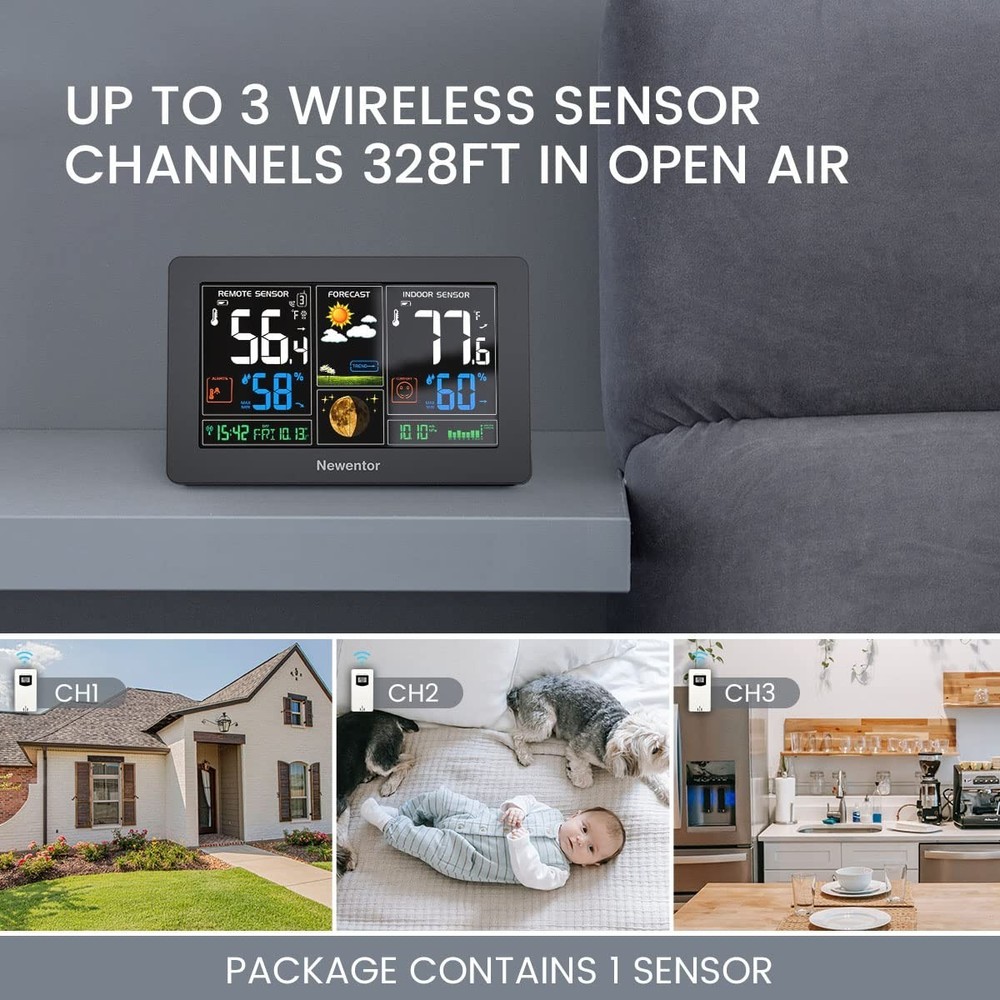 Color Display Wireless Thermometer & Atomic Clock with Forecast Capabilities