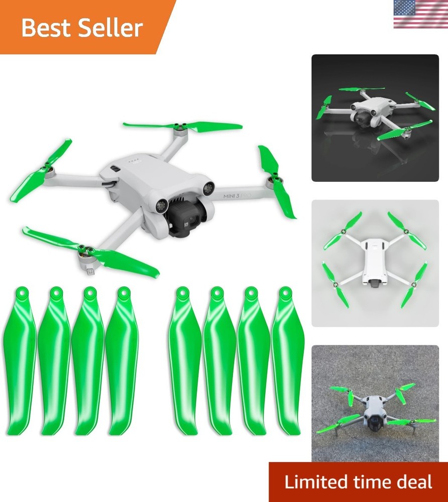 4-Pack Green Stealth Propellers for DJI Mini 3 & 4 Pro - Quiet, Efficient Flight