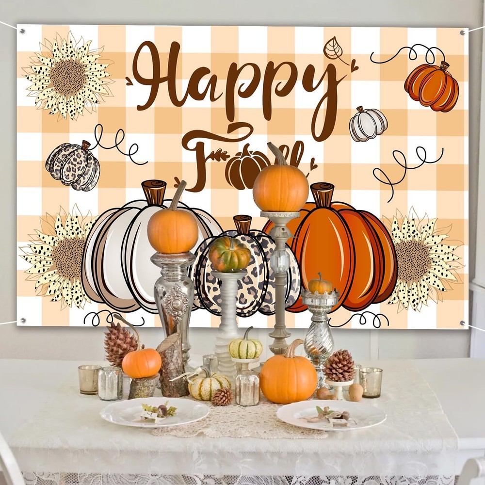 Happy Fall Backdrop Extra Large Thanksgiving Fall Party Decorations Fall Harv...