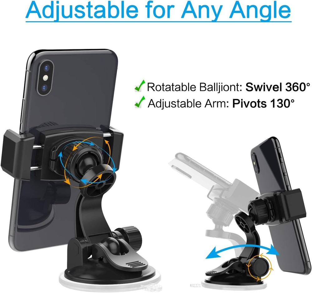 APPS2Car Suction Cup Phone Holder for Car with Adjustable Mount