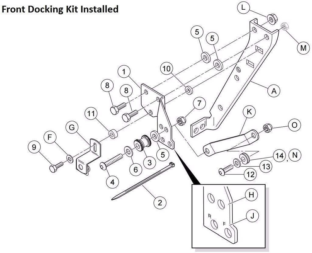 Removable docking hardware kit compatible with Harley touring bikes