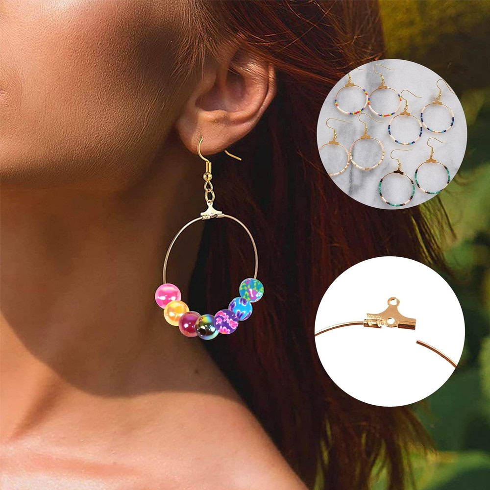 Earring Making Kit with 940 PCS Beading Hoop Finding Component Silver