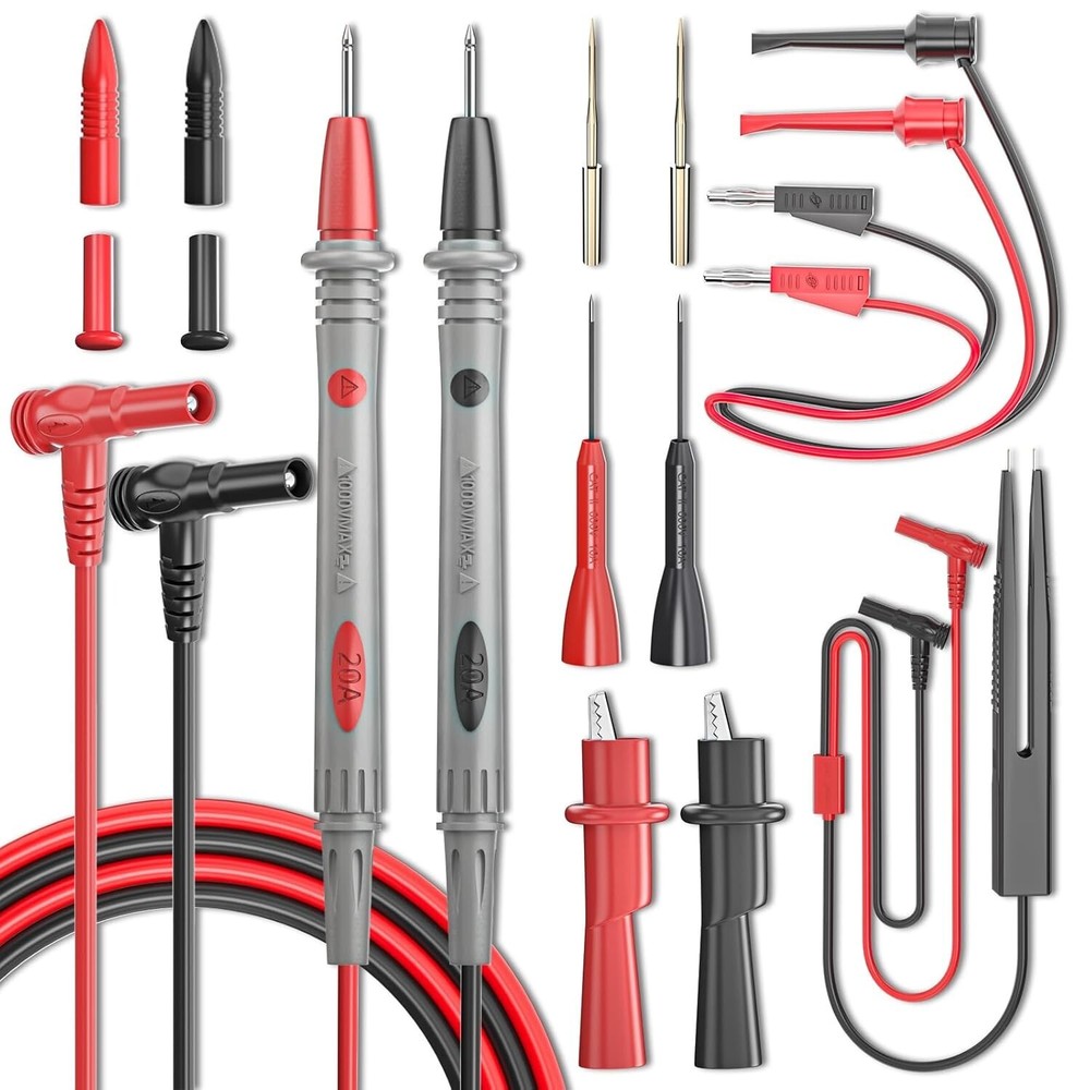 Versatile 13PCS Multimeter Leads Set with Alligator Clips & Precision Tweezers