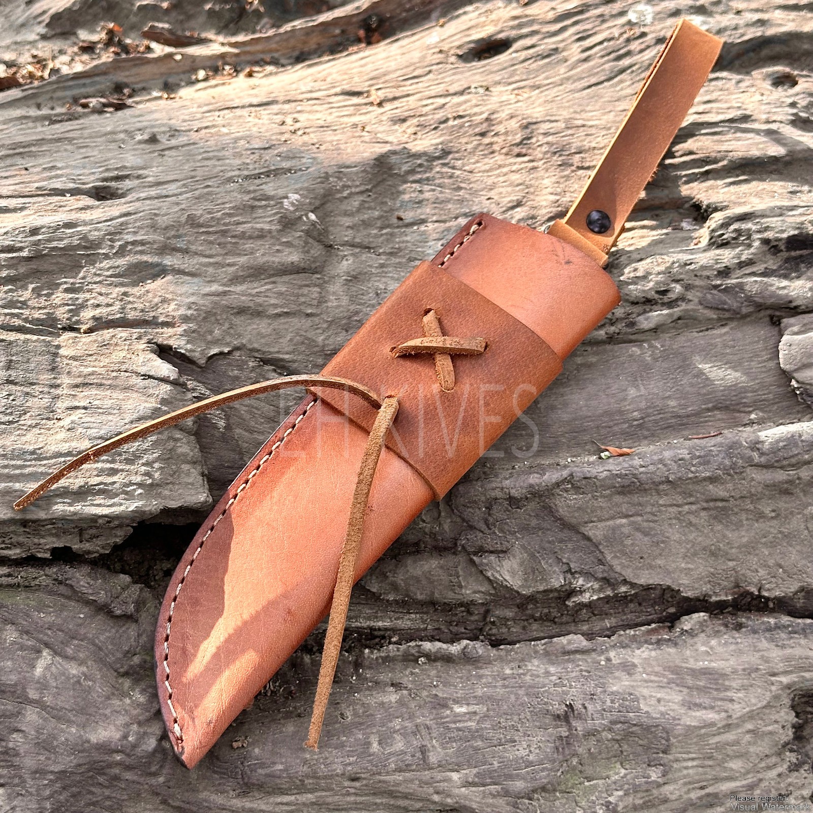 Handmade Genuine Cow Leather Sheath for 8-Inch Fixed Blade Hunting Knife