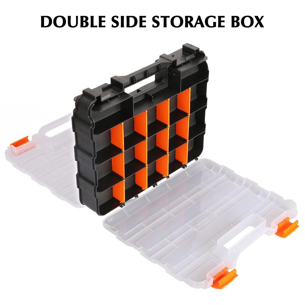 EMENTOL Double Side Tool Organizer - Impact Resistant, 34-Compartment Storage