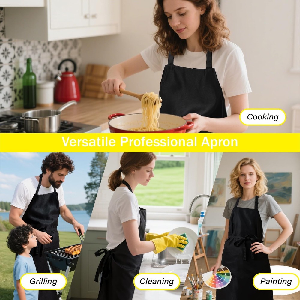 Extra Large Apron for Men Adjustable Bib Aprons with 2 Pockets Cooking Kitchen W