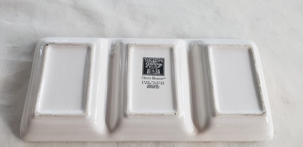Tabletops Gallery Cherry Blossom 3 Section Serving Tray 13.25" EUC