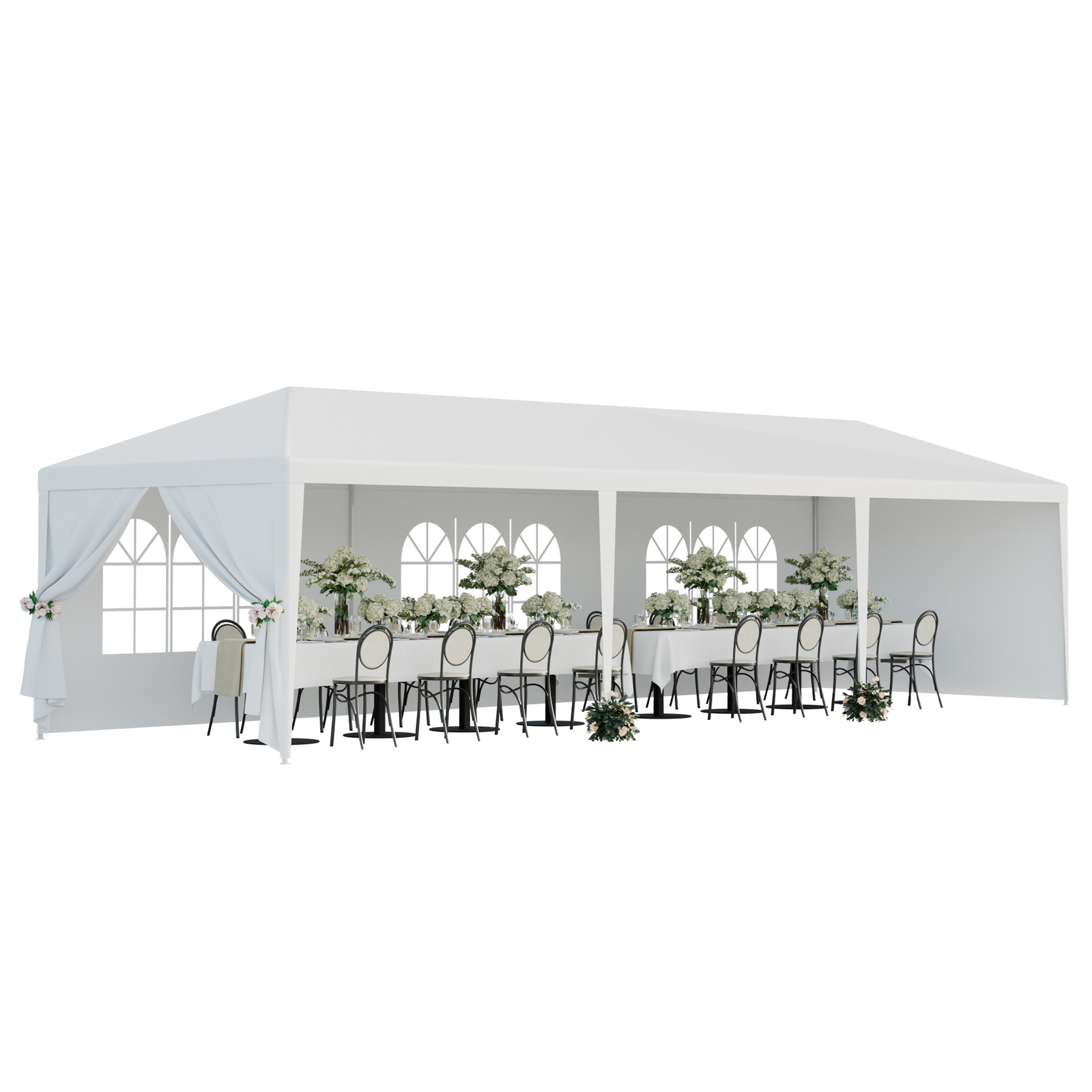 2PCS 10'x30' White Outdoor Gazebo Canopy Wedding Party Tent 8 Removable Walls