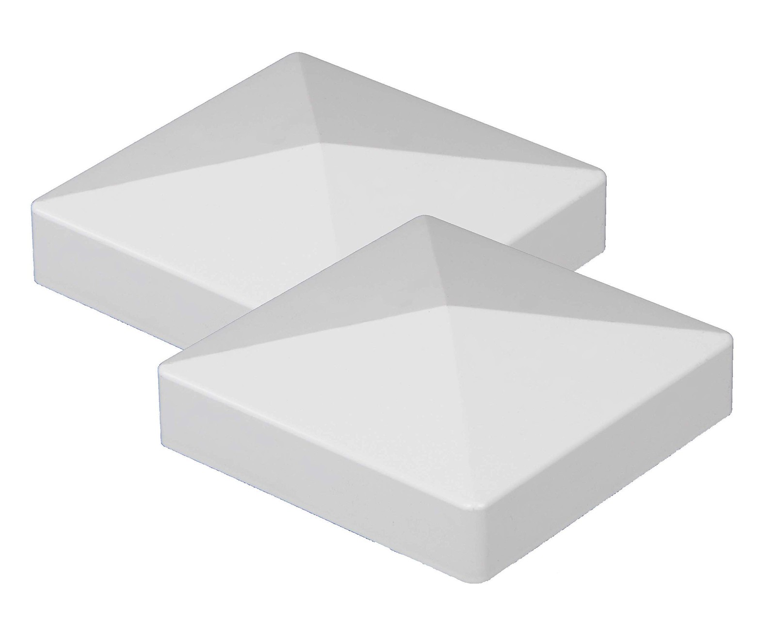 2-Pack Premium White PVC Vinyl 5 inch x 5 inch External Pyramid Post Cap