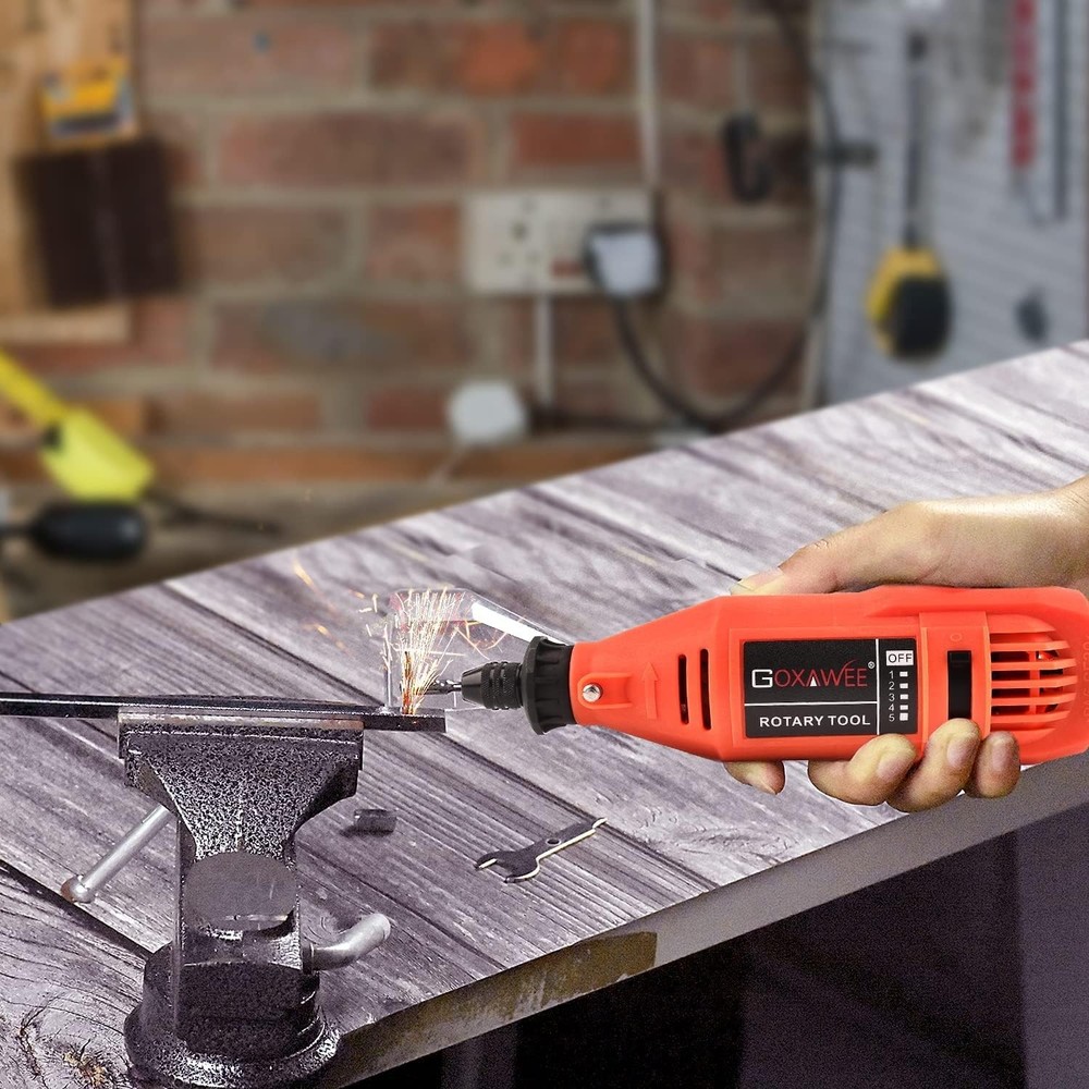 Compact Electric Rotary Tool Kit with Keyless Chuck for Precision Crafting