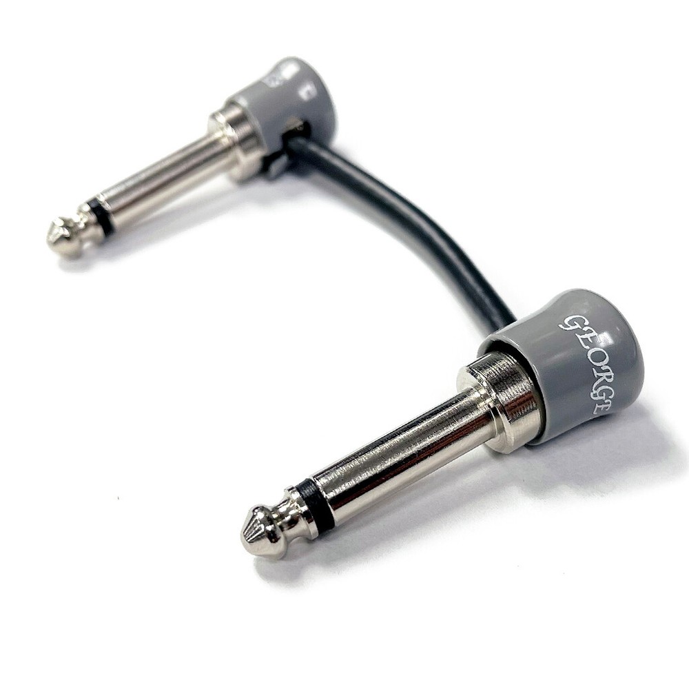 George L's .155 Right Angle Pedalboard Gray & Black Patch Cable | 2 Inch