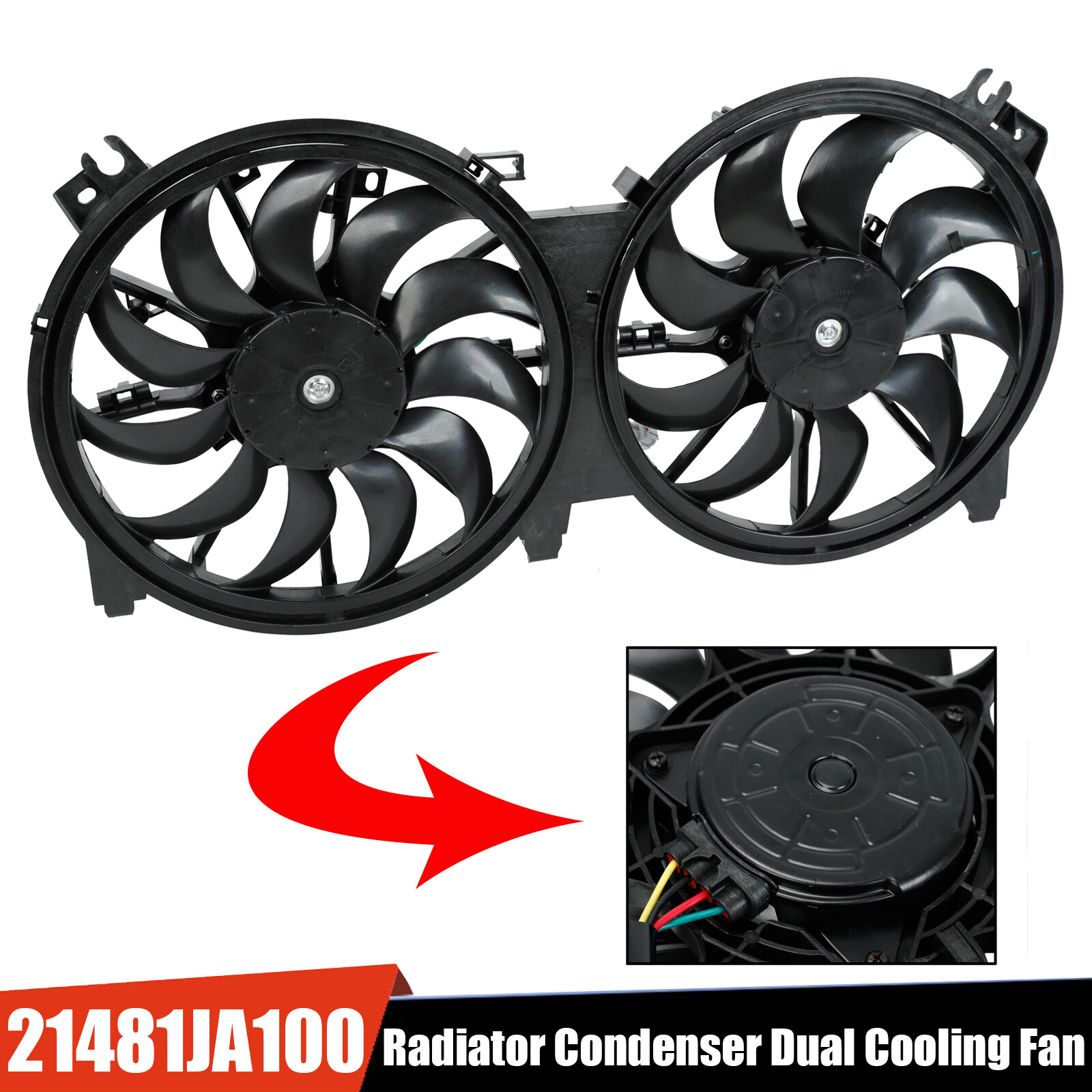 AC Radiator Cooling Fan Fit 2007-2018 Nissan Altima 2016-2023 Maxima 21481JA100