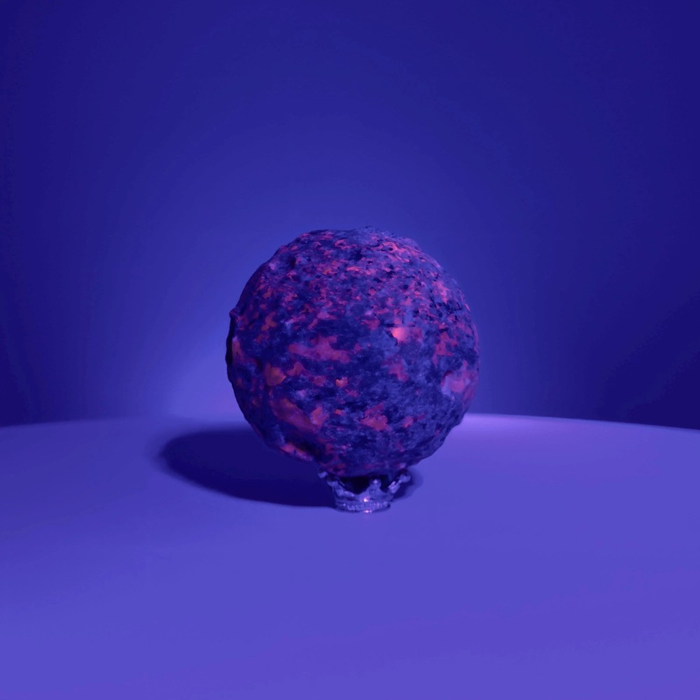 Yooperlite Moon Sphere (Includes Silver Stand), UV Reactive