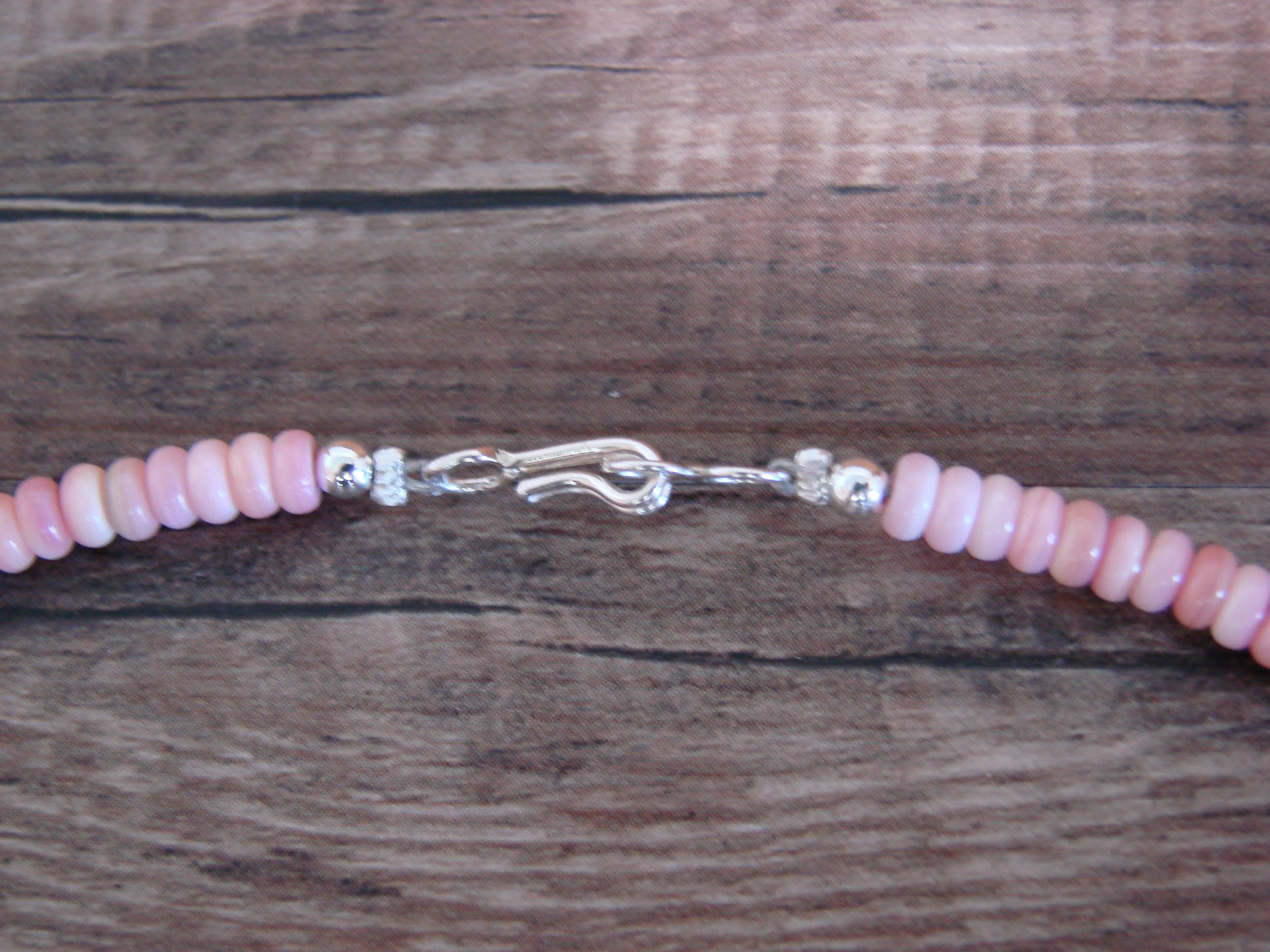 Native American 18" Sterling Silver & Pink Conch Necklace by Joe