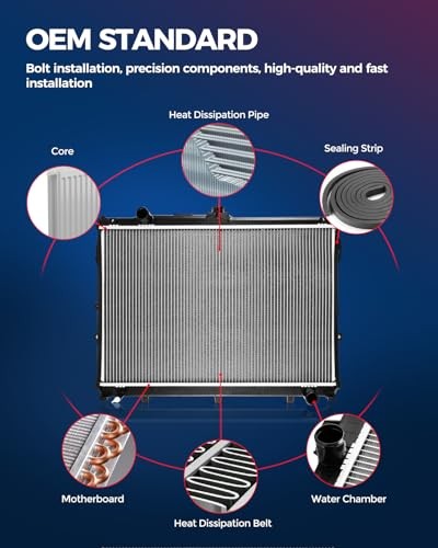 CU2739 Car Engine Radiator, Compatible with 2004-2009 Durango, 2007-2009 Aspen