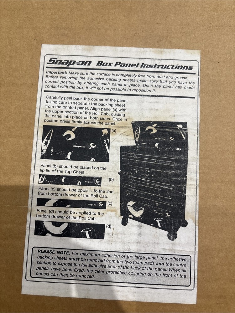 Snap On 40" Roll Cab Stack Decals Panels Spanners Wrenches HERITAGE BLUE MORPH