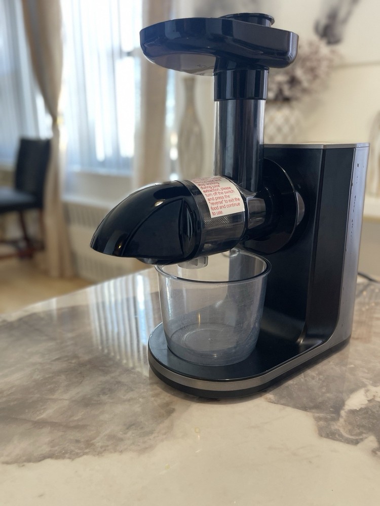 Aicook Electric Masticating Juicer Black Silver Reverse Function Brushed 6 Parts