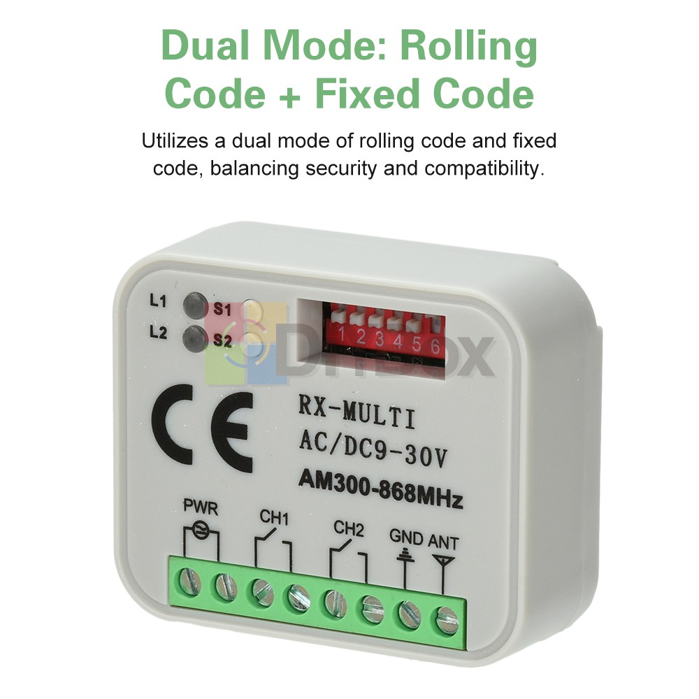 Universal 300-868MHz Multi-Frequency Receiver Switch Controller AC/DC On/Off