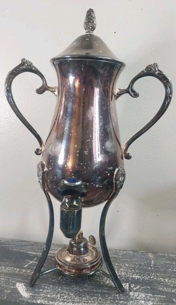 Silver-Plated Coffee or Tea Urn Warmer w/Burner