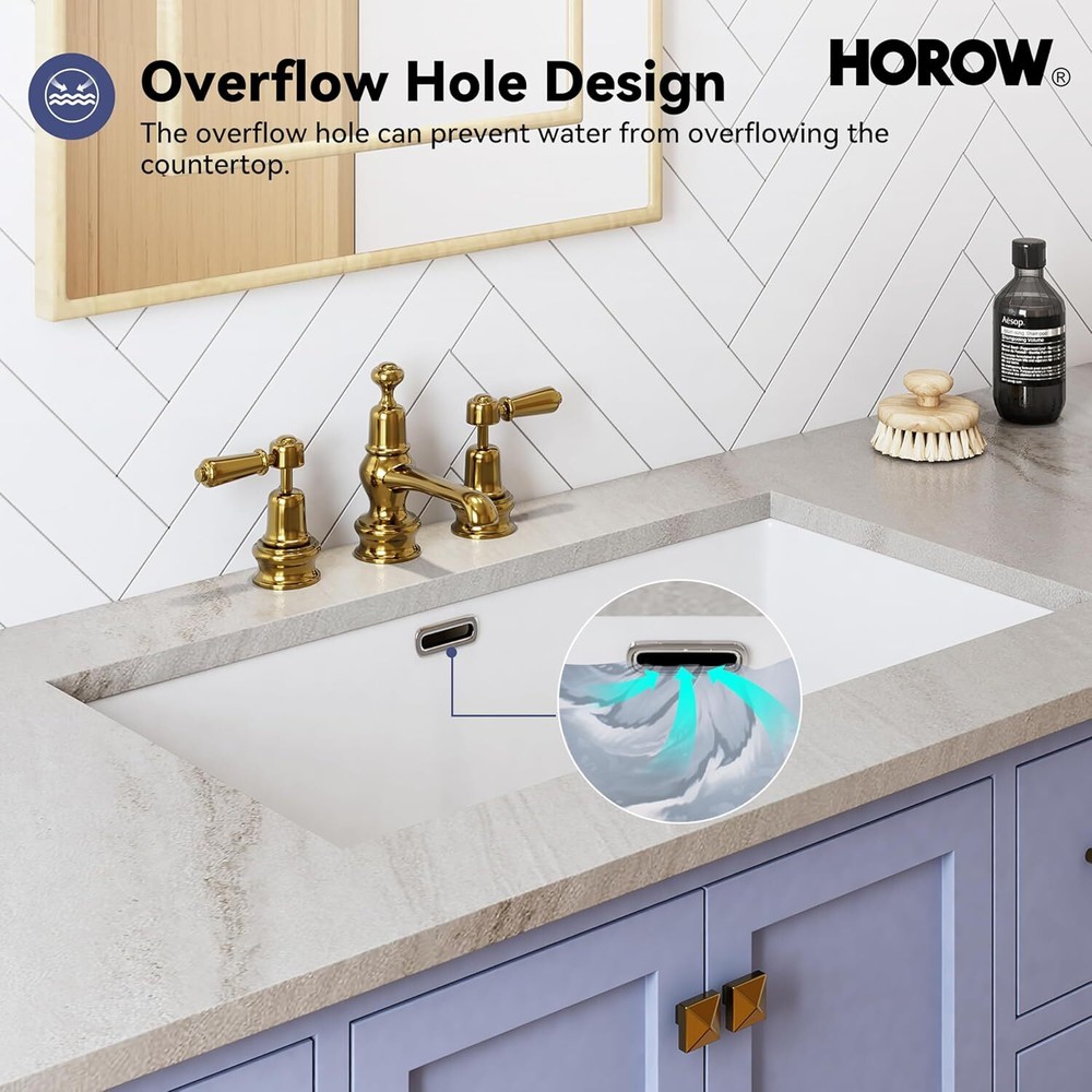 Undermount Bathroom Sink Rectangular, 27'' x 15'' White Rectangle Vessel Sink