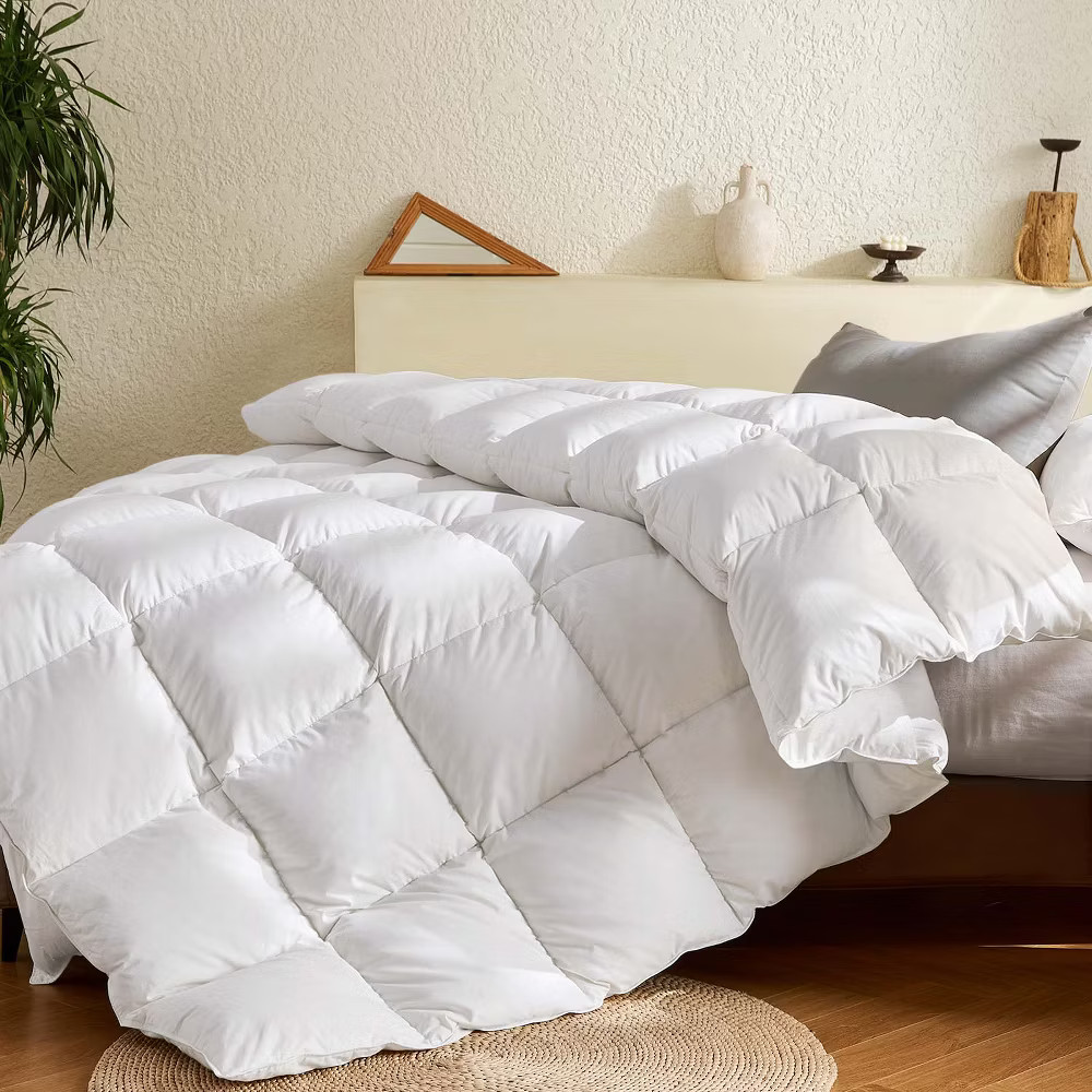 Inhand Goose Feather Down Fiber Comforter Queen Size - 100% White Cotton