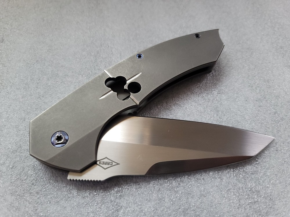 Peter Carey Custom Knives 2014 Framelock Cure Prototype, Tom Mayo MOP Pattern